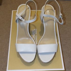 Size 10 Michael Kors White Espadrille Wedges NIB